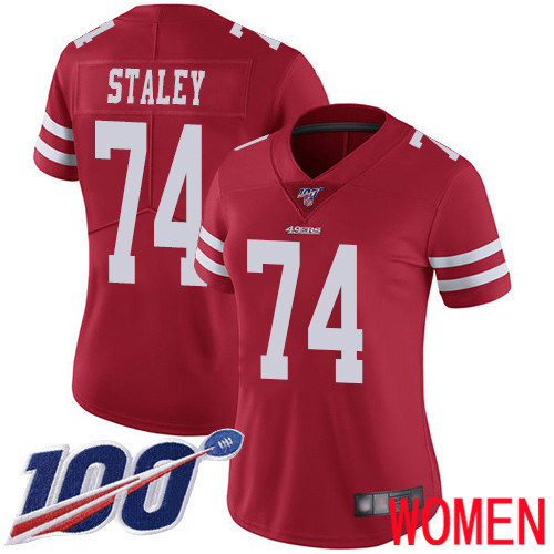 San Francisco 49ers Limited Red Women Joe Staley Home NFL Jersey #74 100th Season Vapor Untouchable->san francisco 49ers->NFL Jersey